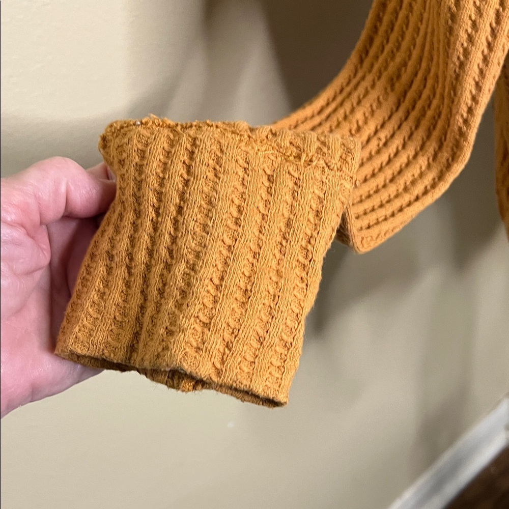 Cozy Mustard Waffle Knit Top - Picture 5 of 8